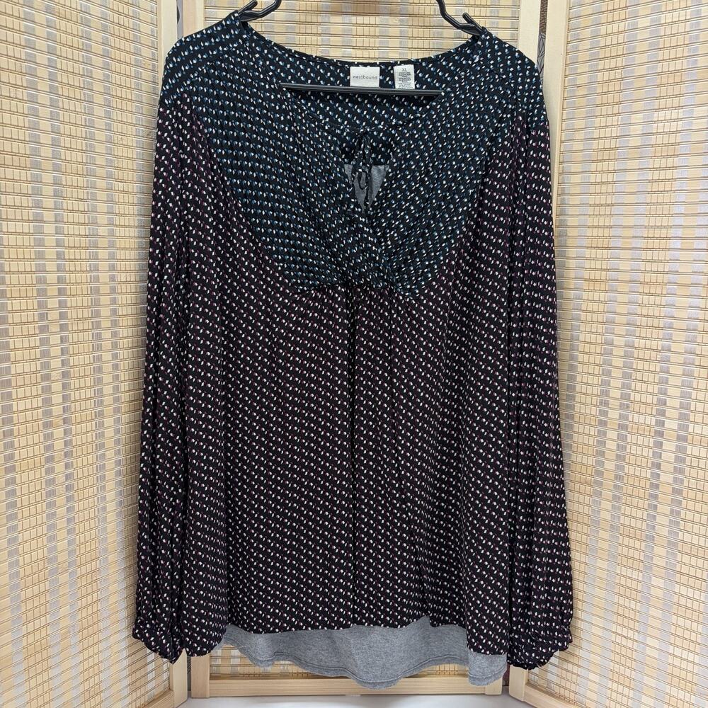 Westbound Top Women's XL Multicolor Geometric Front Pattern Long Sleeve